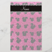 パーソナライズな一流のネオンショッキングピンクのグリッターのリス 便箋 (正面)