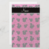 パーソナライズな一流のネオンショッキングピンクのグリッターのリス 便箋 (正面/裏面)