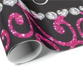 パーソナライズな一流のネオンショッキングピンクのグリッターの渦巻 ラッピングペーパー (ロールコーナー)