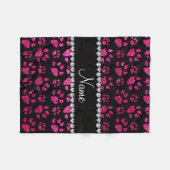 パーソナライズな一流のネオンショッキングピンクのグリッター猫の足 フリースブランケット (正面(横))