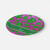 パーソナライズな一流のネオンピンクのグリッターのウミガメ ペーパープレート (アングル)