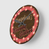 パーソナライズな一流のネオン美容院のカスタムな店 ラウンド壁時計 (傾斜)