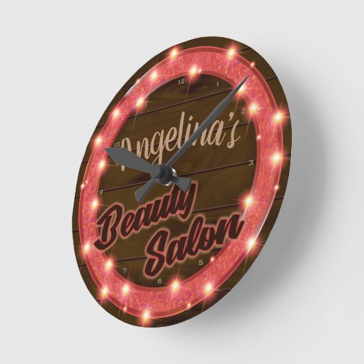 パーソナライズな一流のネオン美容院のカスタムな店 ラウンド壁時計 (傾斜)