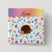 パーソナライズな一流のハリネズミの虹の水玉模様 缶バッジ (正面)