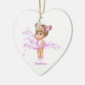 パーソナライズな一流のバレリーナの女の子のハートのオーナメント セラミックオーナメント (左)