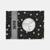 パーソナライズな一流のバレーボールの黒の雪片 フリースブランケット (正面(横))