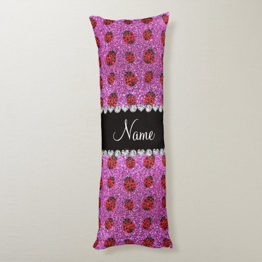 パーソナライズな一流のパステル調の紫色のグリッターのてんとう虫 ボディピロー (裏面 (縦))