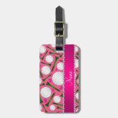 パーソナライズな一流のピンクのゴルフ・ボールのティーのハート ラゲッジタグ (正面縦)