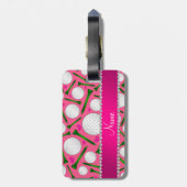パーソナライズな一流のピンクのゴルフ・ボールのティーのハート ラゲッジタグ (裏面縦)