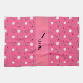 パーソナライズな一流のピンクのゴルフ・ボール キッチンタオル (横)
