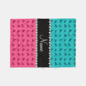 パーソナライズな一流のピンクのターコイズの馬パターン フリースブランケット (正面(横))