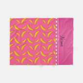 パーソナライズな一流のピンクのバナナ フリースブランケット (正面(横))