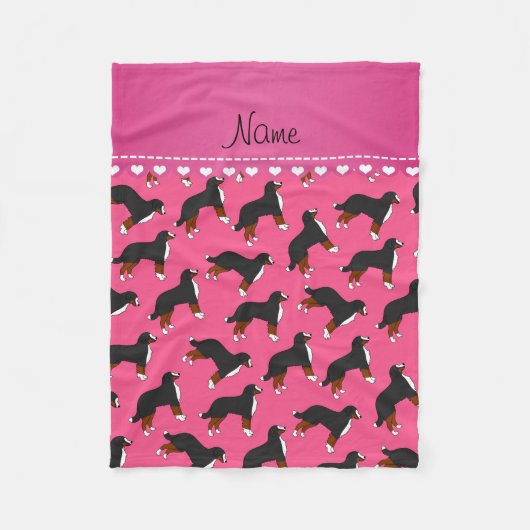 パーソナライズな一流のピンクのバーニーズ・マウンテン・ドッグ フリースブランケット (正面)