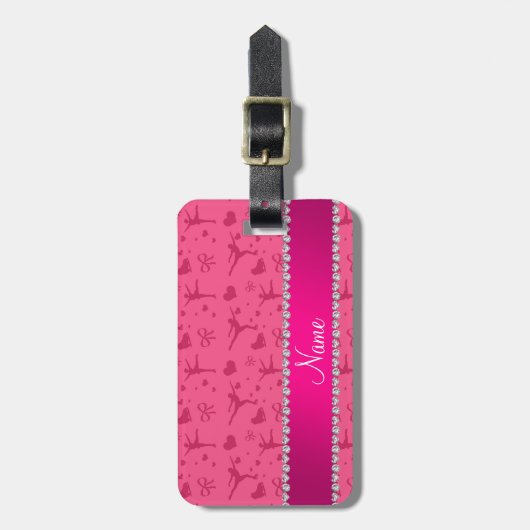 パーソナライズな一流のピンクのフィギュアスケート ラゲッジタグ (正面縦)