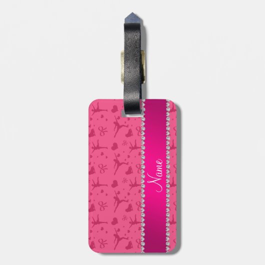 パーソナライズな一流のピンクのフィギュアスケート ラゲッジタグ (裏面縦)