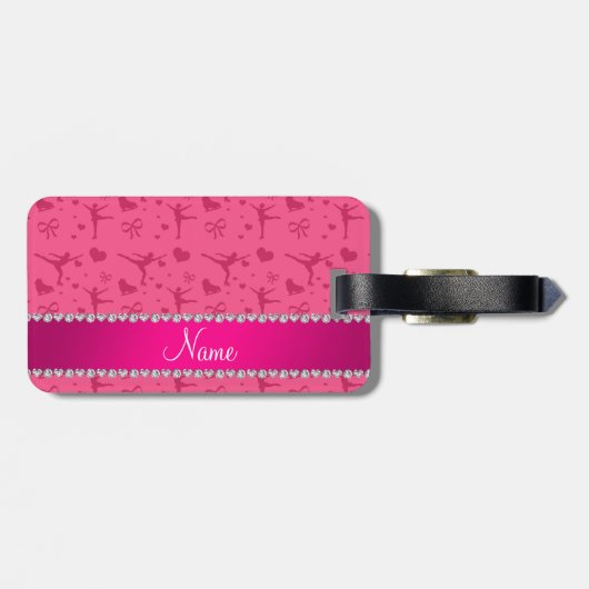 パーソナライズな一流のピンクのフィギュアスケート ラゲッジタグ (裏面横)