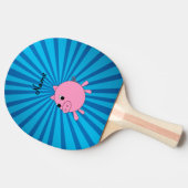 パーソナライズな一流のピンクのブタの青の日が差すこと 卓球ラケット (横)