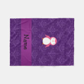 パーソナライズな一流のピンクのペンギンの紫色のダマスク織 フリースブランケット (正面(横))