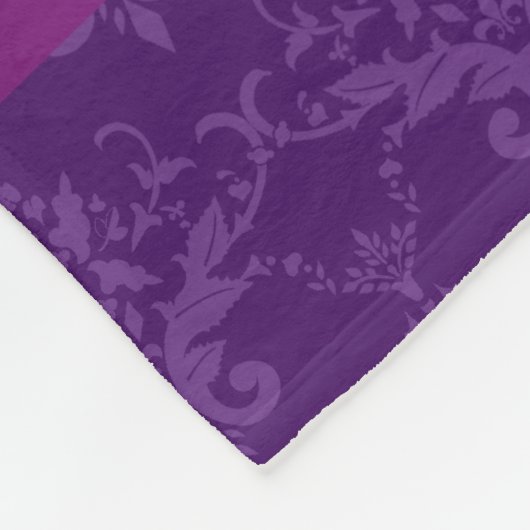パーソナライズな一流のピンクのペンギンの紫色のダマスク織 フリースブランケット (角)