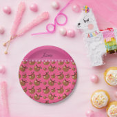 パーソナライズな一流のピンクの怠惰パターン ペーパープレート (パーティー)