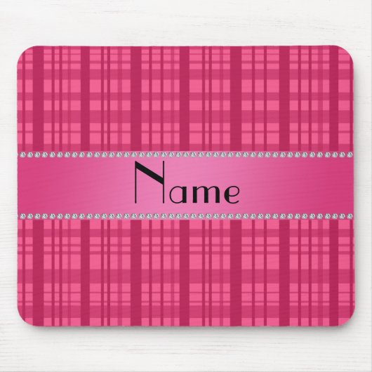 パーソナライズな一流のピンクの格子縞パターン マウスパッド (正面)