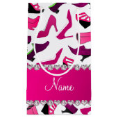 パーソナライズな一流のピンクの白人女性の靴パターン スモールペーパーバッグ (正面)