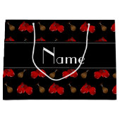 パーソナライズな一流のブラックボックスパターン ラージペーパーバッグ (正面)