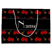 パーソナライズな一流のブラックボックスパターン ラージペーパーバッグ (裏面)