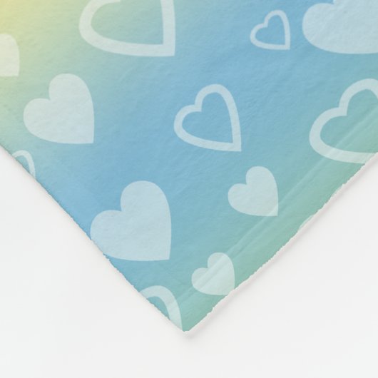 パーソナライズな一流のブロンドの体育専門家の虹のハート フリースブランケット (角)