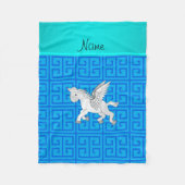 パーソナライズな一流のペガソスの青いギリシャ人の鍵 フリースブランケット (正面)