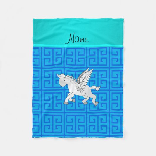 パーソナライズな一流のペガソスの青いギリシャ人の鍵 フリースブランケット (正面)
