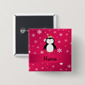 パーソナライズな一流のペンギンのピンクの雪片 缶バッジ (正面&裏面)