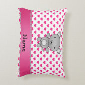 パーソナライズな一流のマウスのピンクのハートの水玉模様 アクセントクッション (裏面(縦))