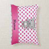 パーソナライズな一流のマウスのピンクのハートの水玉模様 アクセントクッション (正面(垂直))