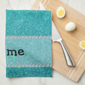 パーソナライズな一流のマナティーのターコイズのグリッター キッチンタオル (四つ折り)