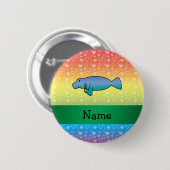 パーソナライズな一流のマナティーの虹のハート 缶バッジ (正面&裏面)