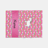 パーソナライズな一流のユニコーンのパステル調ピンクの虹 フリースブランケット (正面(横))