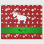 パーソナライズな一流のユニコーンの赤の雪片 ラッピングペーパー (フラット)