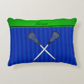 パーソナライズな一流のラクロスは青い縞を付けます アクセントクッション (正面)