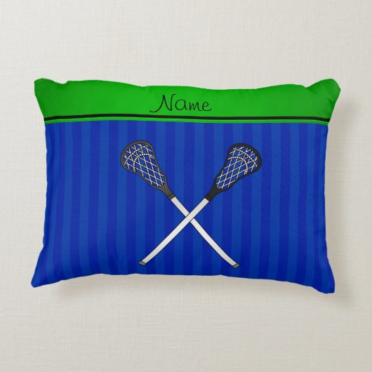 パーソナライズな一流のラクロスは青い縞を付けます アクセントクッション (裏面)