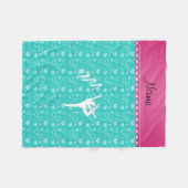 パーソナライズな一流のリズミカルな体育専門家のターコイズのハート フリースブランケット (正面(横))