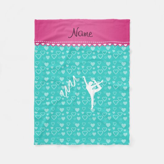 パーソナライズな一流のリズミカルな体育専門家のターコイズのハート フリースブランケット (正面)
