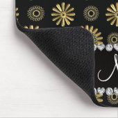 パーソナライズな一流のレトロの黒い金ゴールドの花 マウスパッド (コーナー)