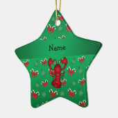 パーソナライズな一流のロブスターの緑のキャンディ・ケーンの弓 セラミックオーナメント (左)