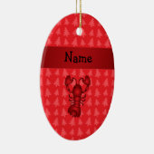パーソナライズな一流のロブスターの赤いクリスマスツリー セラミックオーナメント (右)
