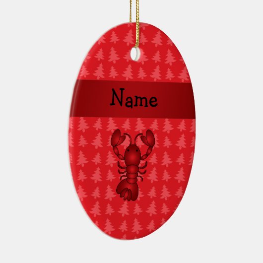 パーソナライズな一流のロブスターの赤いクリスマスツリー セラミックオーナメント (右)