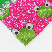 パーソナライズな一流のローズピンクのグリッターのカエル フリースブランケット (角)