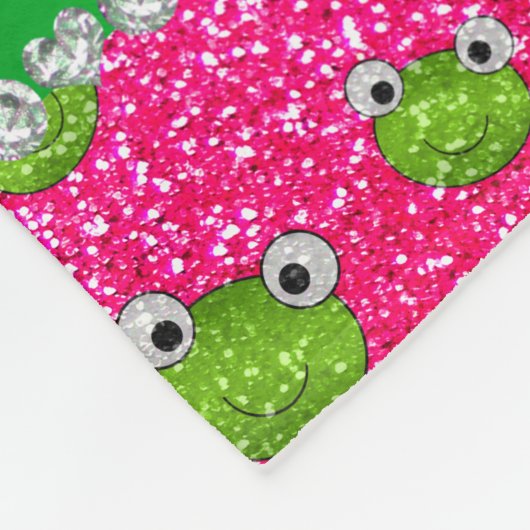 パーソナライズな一流のローズピンクのグリッターのカエル フリースブランケット (角)