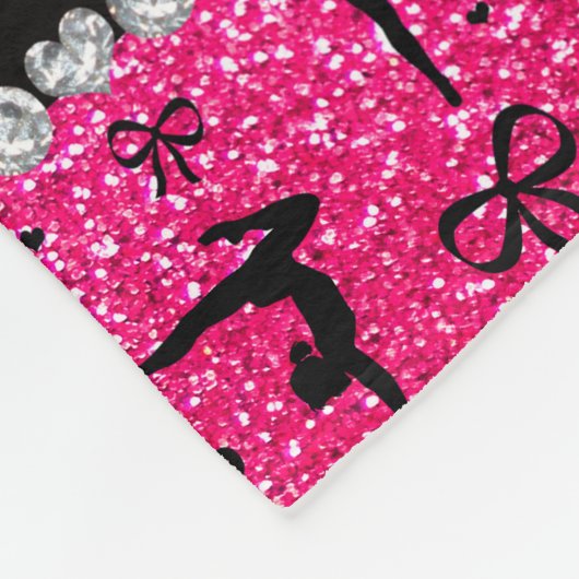 パーソナライズな一流のローズピンクのグリッターの体操 フリースブランケット (角)