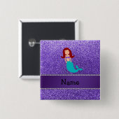 パーソナライズな一流の人魚の紫色のグリッター 缶バッジ (正面&裏面)